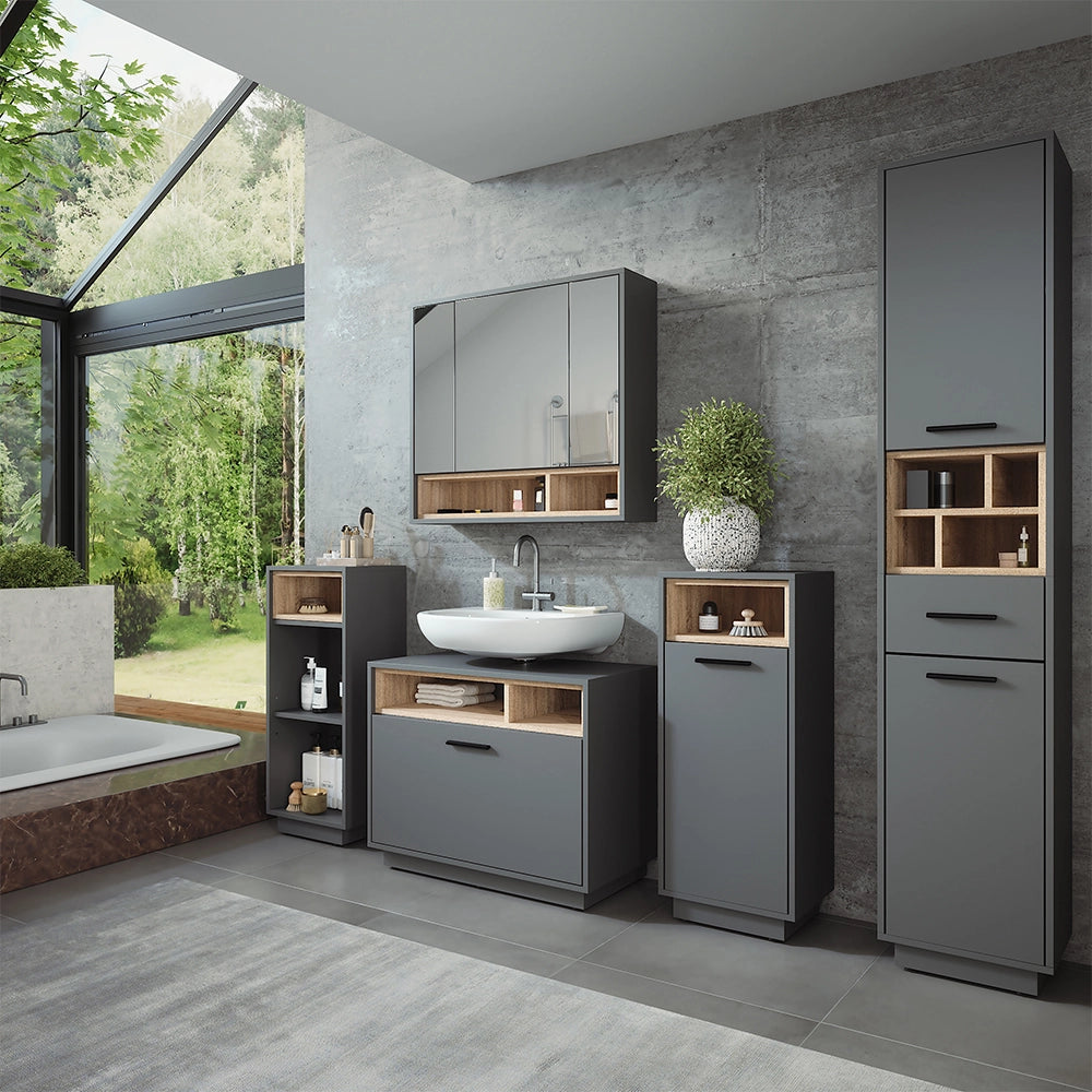 Vicco Set di mobili da bagno Antracite/Sonoma Set 4