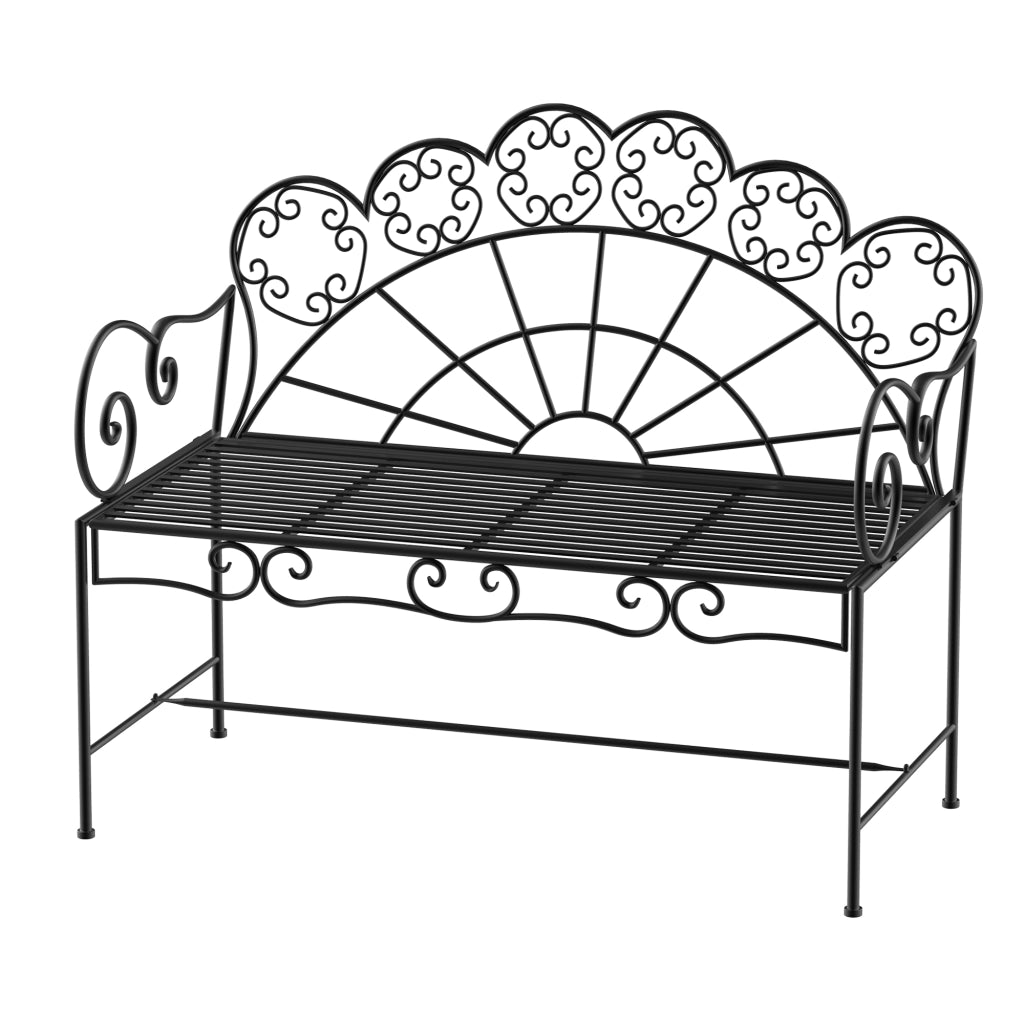 Banc de jardin 2 places en m¨¦tal 107 x 55 5 x 90 5 cm Robuste en inox r¨¦sistant aux intemp¨¦ries pour balcon de jardin Park Black