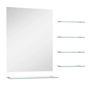 Specchio da Parete | Specchio decorativo con 5 Mensole Argento 50x60 cm