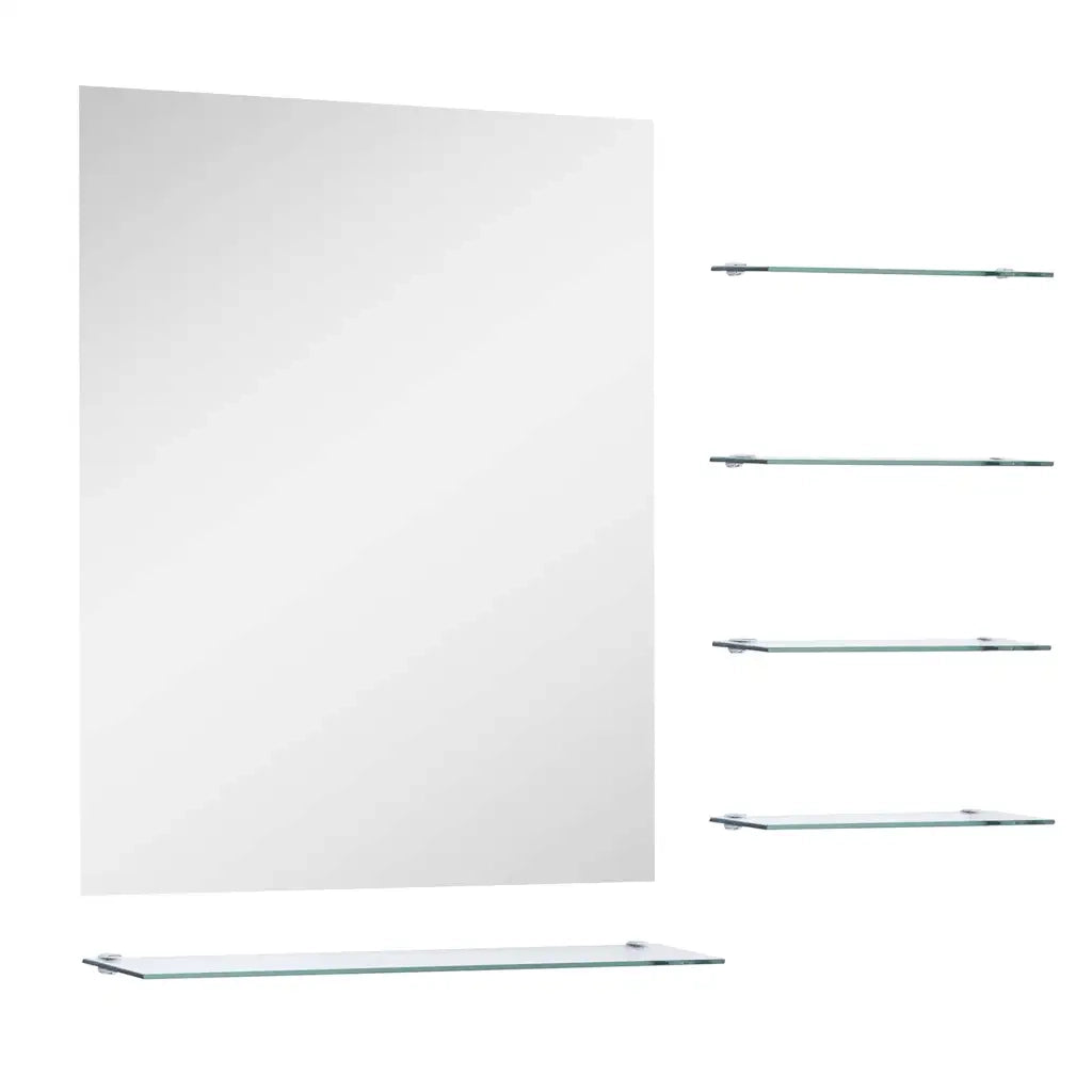 Specchio da Parete | Specchio decorativo con 5 Mensole Argento 50x60 cm