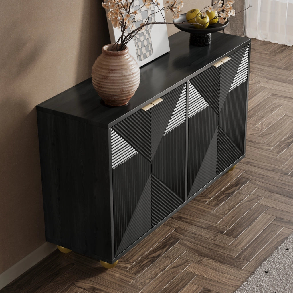 Credenza con Ante e Ripiani ¨C MINIMAL ¨C Legno, Gambe Sferiche