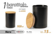 BARATTOLO IN CERAMICA NERO 920ML 10 X 15 CM