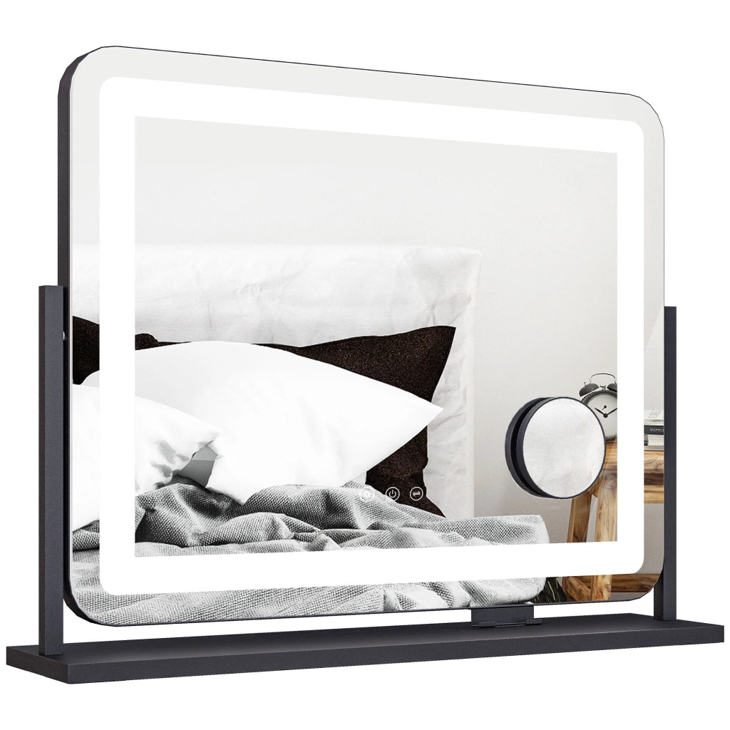 Specchio Cosmetico LED con Ingrandimento 10X ¨C Xylo ¨C 3 Modalit¨¤ Luce, Ricarica USB, 62,5x52cm