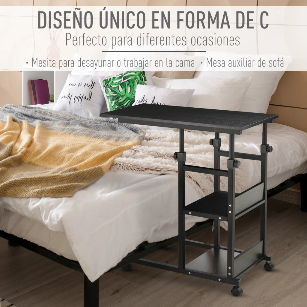 Tavolino da caff¨¨ con ruote ¨C Minimal ¨C Nero 80x40 cm