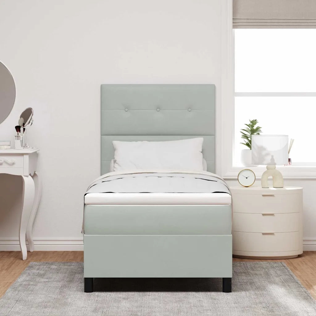 Letto a Sorgente LED Grigio chiaro 100 x 200 cm Tessuto