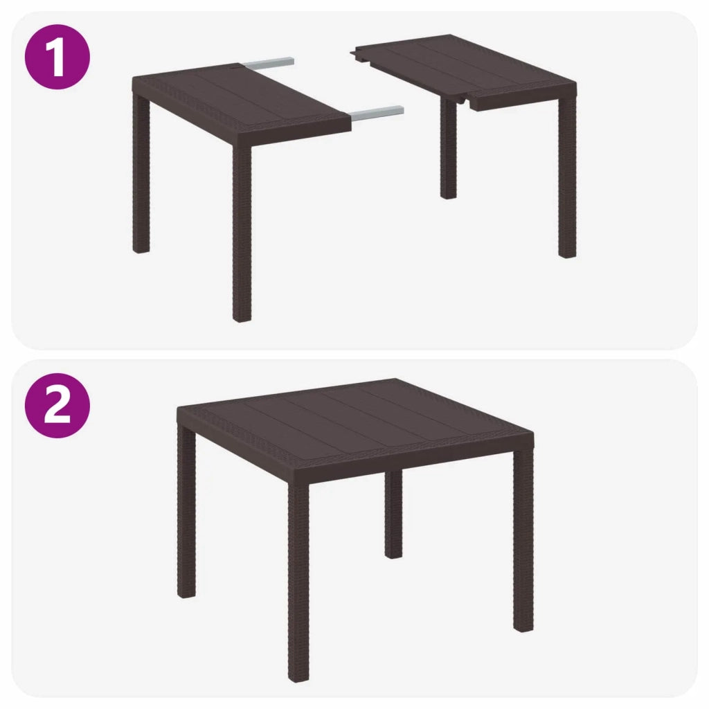 Set da Pranzo per Giardino 3 pcs Marrone Polipropilene