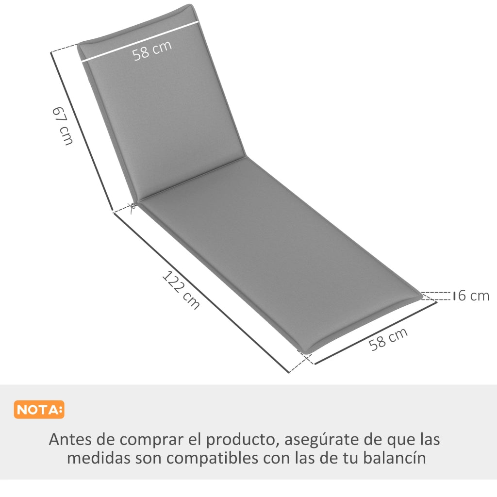 Cuscini per Lettini Giardino UV ¨C Minimal ¨C Grigio 193x58x6 cm