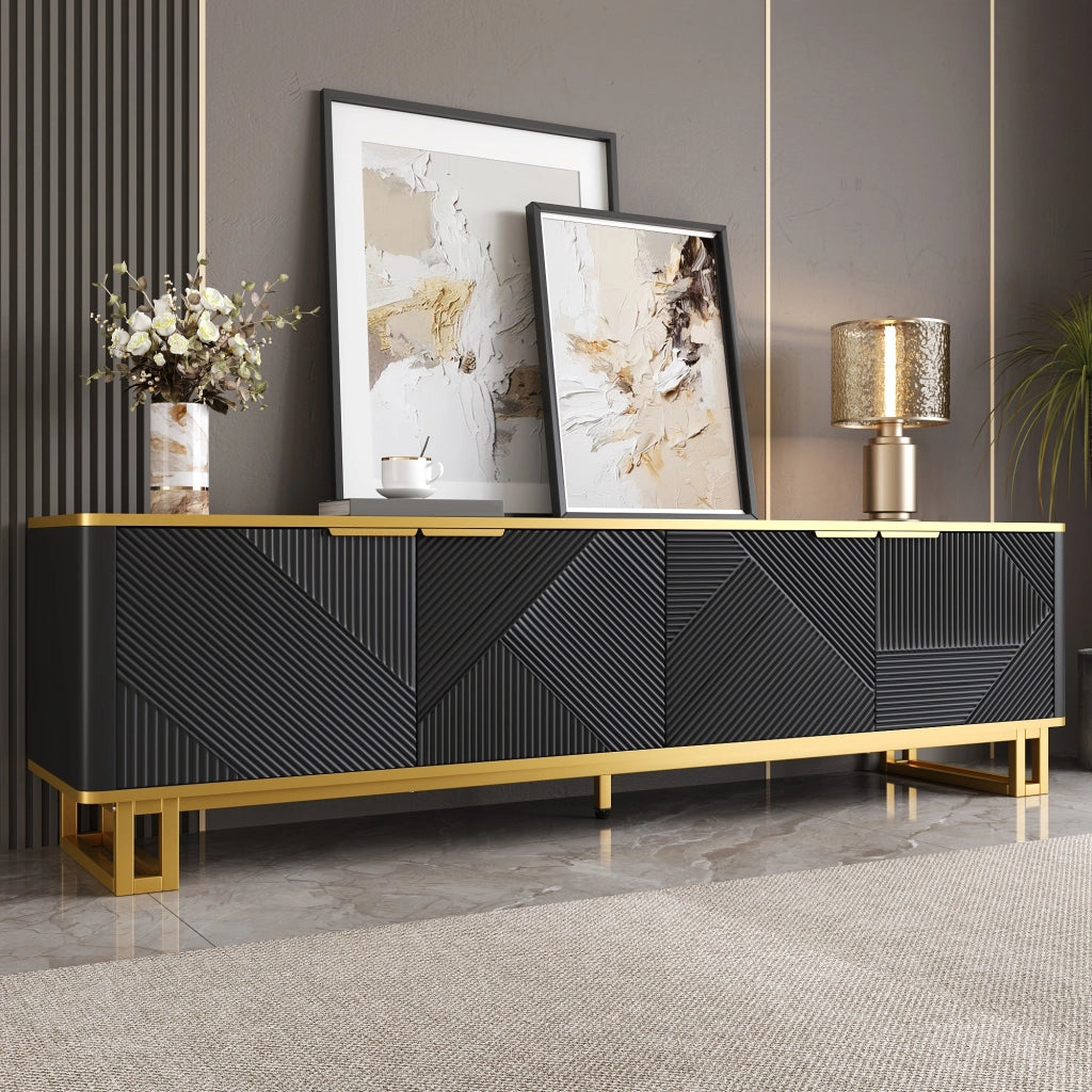 Cassettiera per TV nera in MDF lunghezza 160 cm
