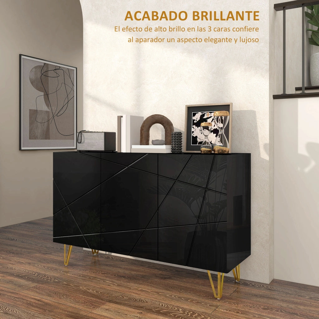 Credenza con 3 ante e ripiani regolabili ¨C Xylo ¨C Nero 120x40x75 cm
