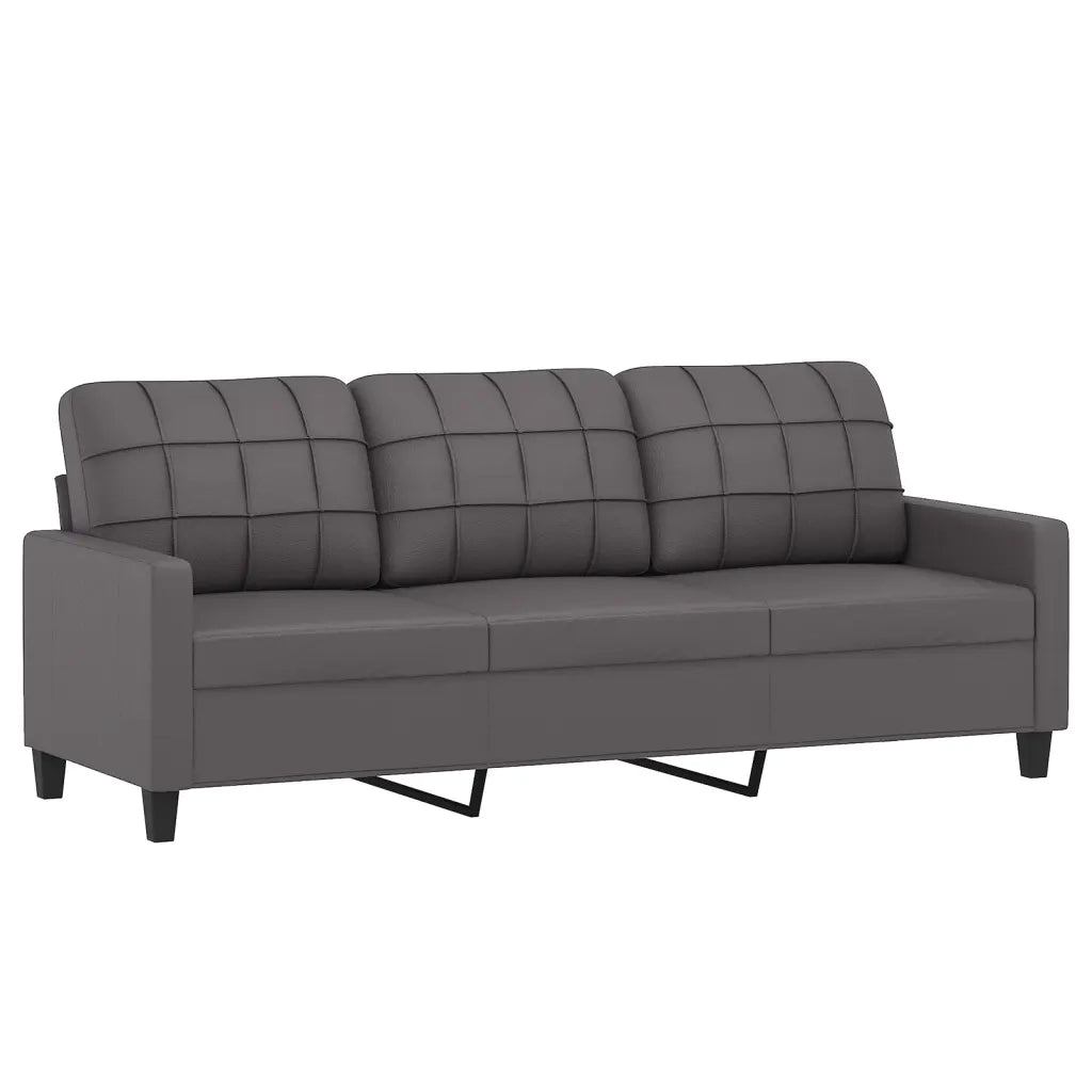 Set di Divani 3 pz con Cuscini Grigio in Similpelle 3201385