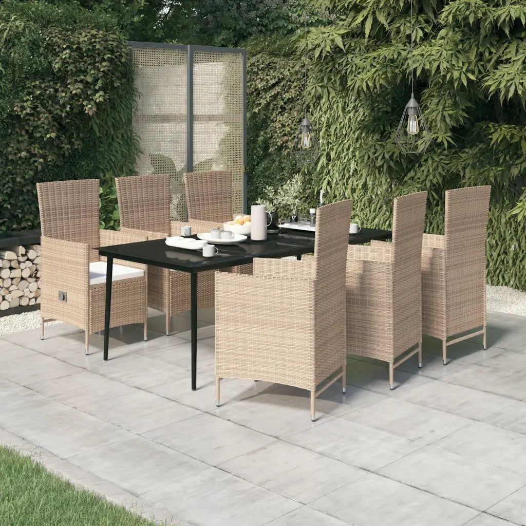 Set da Pranzo da Giardino 7 pz con Cuscini Beige 3099459
