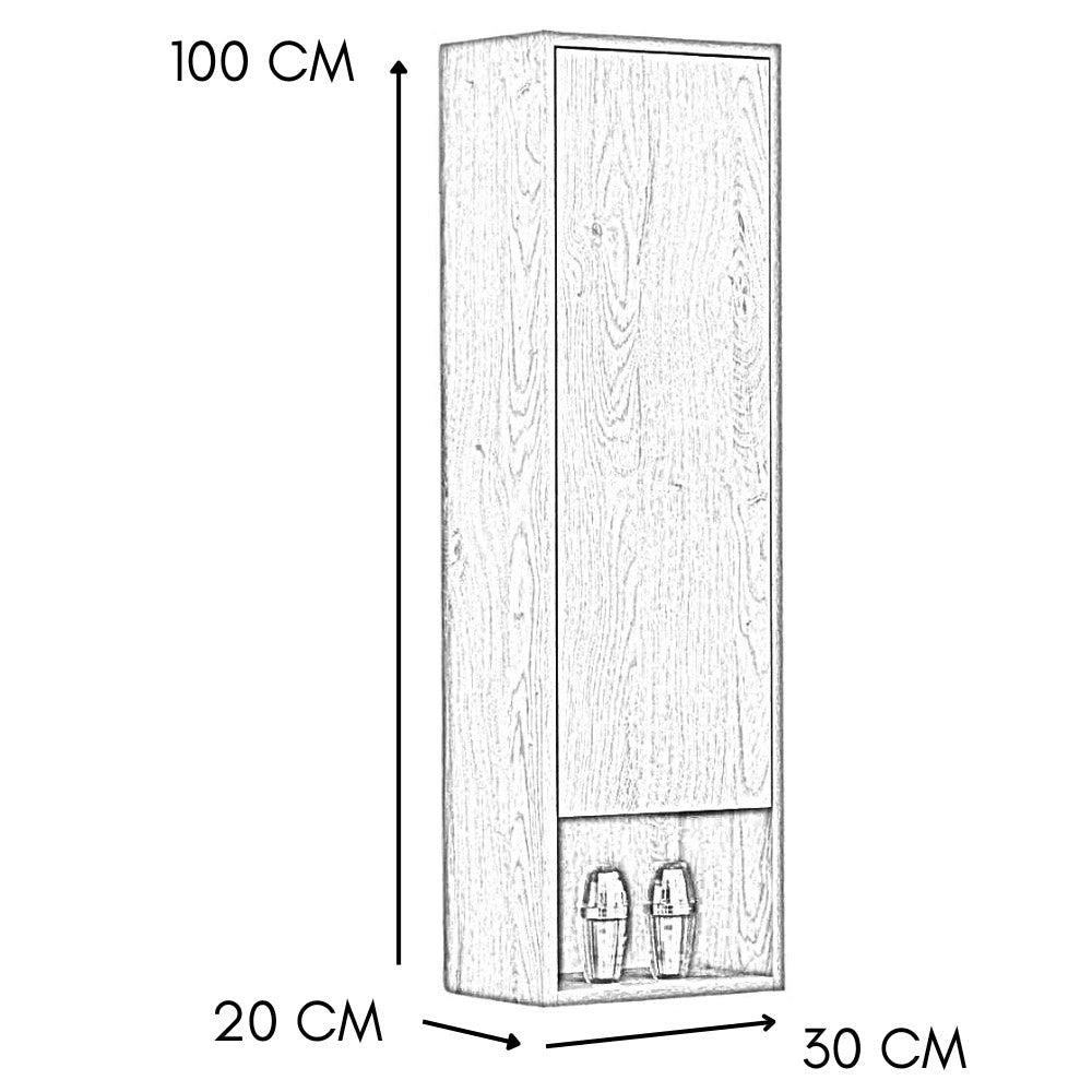 Mobile a Colonna per Bagno 30x20x100 cm in MDF Bianco
