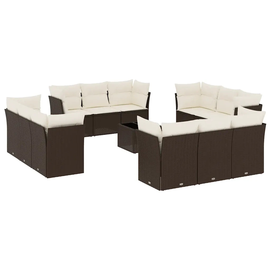 Set Divani da Giardino 13 pz con Cuscini Marrone in Polyrattan 3217343