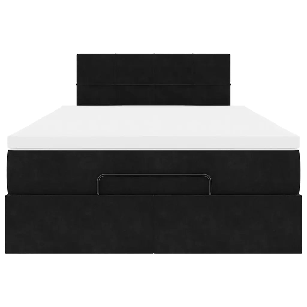Pouf Letto con Materasso Nero 120x190 cm Velluto