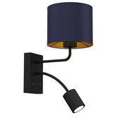 Lampada da parete moderna con lettura 2 luci nero blu Arden