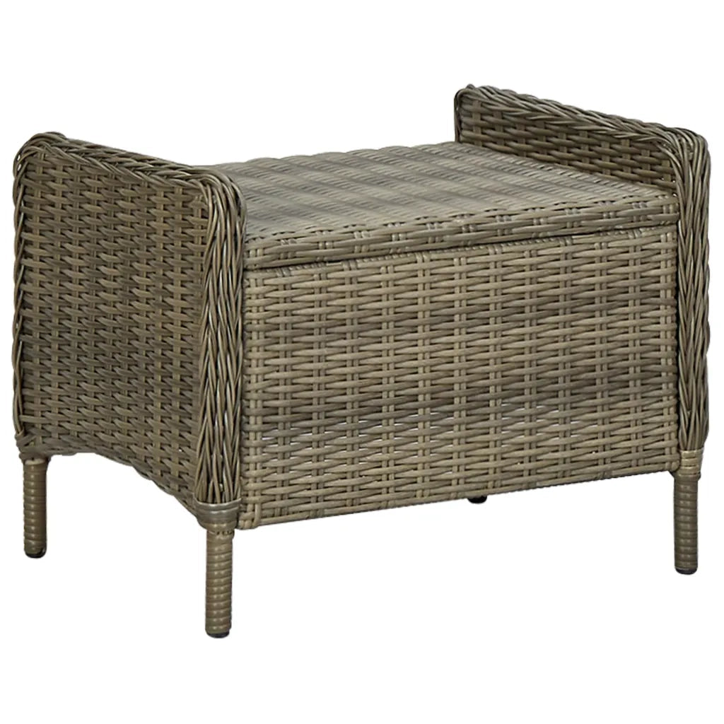 Sedia da Giardino Reclinabile con Pouf Polyrattan Marrone 313305