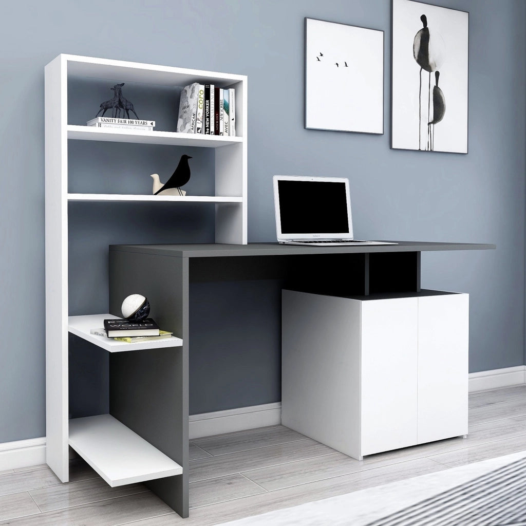 Recco, Scrivania 8 Ripiani, 146x60x74h cm Nero Antracite