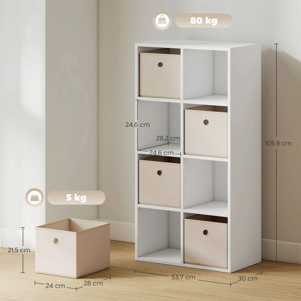 Libreria con cassetti e ripiani ¨C Minimal ¨C 105,9x30x53,7 cm bianco e beige