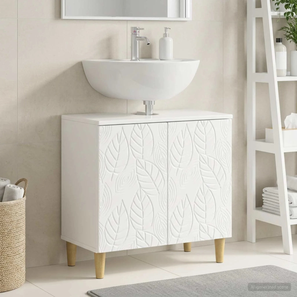 Armadio per Lavabo da Bagno DELFT Bianco Lucido 897009