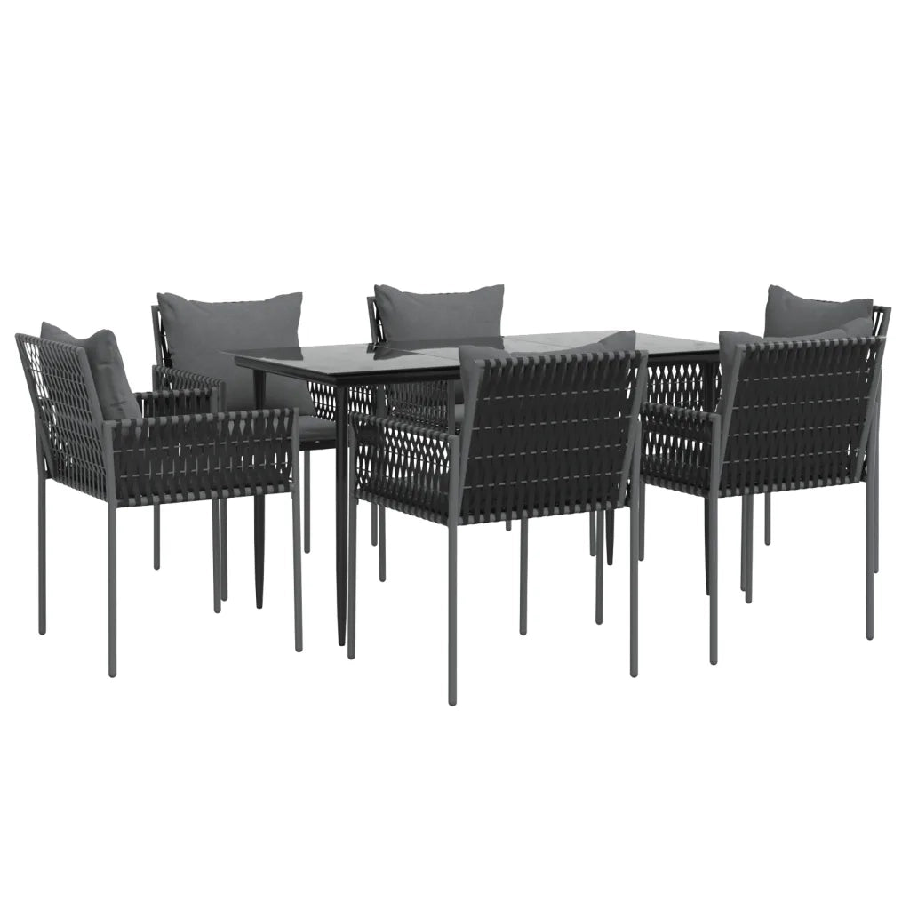 Set Pranzo da Giardino 7 pz con Cuscini in Polyrattan e Acciaio 3187056