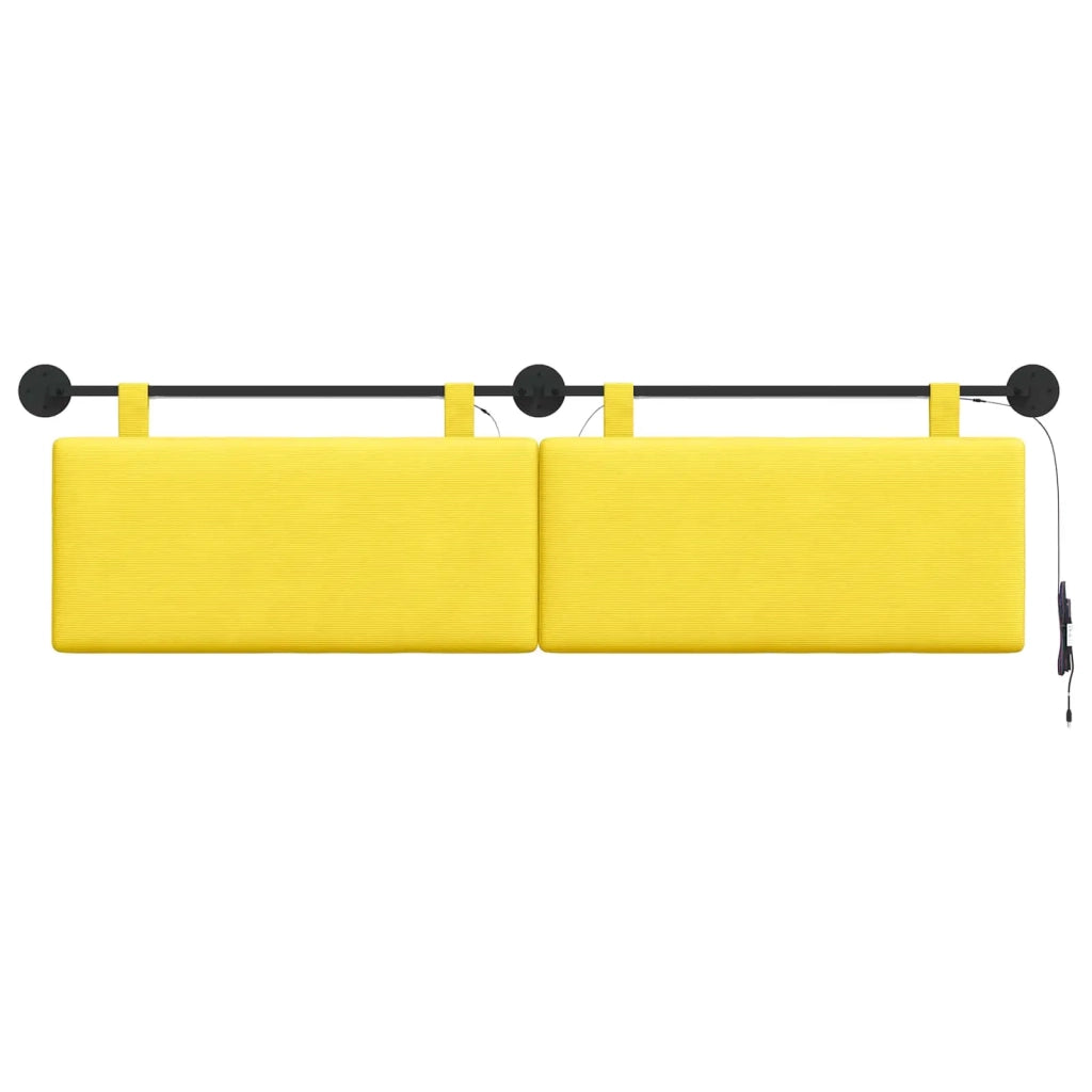 Testiera | Testata sospesa Con luce LED Giallo Chiaro Tessuto in Cords