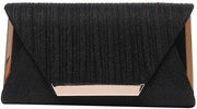 Borsa da sera con sequin, tasca da braccio e catena, elegante e glamour, nera