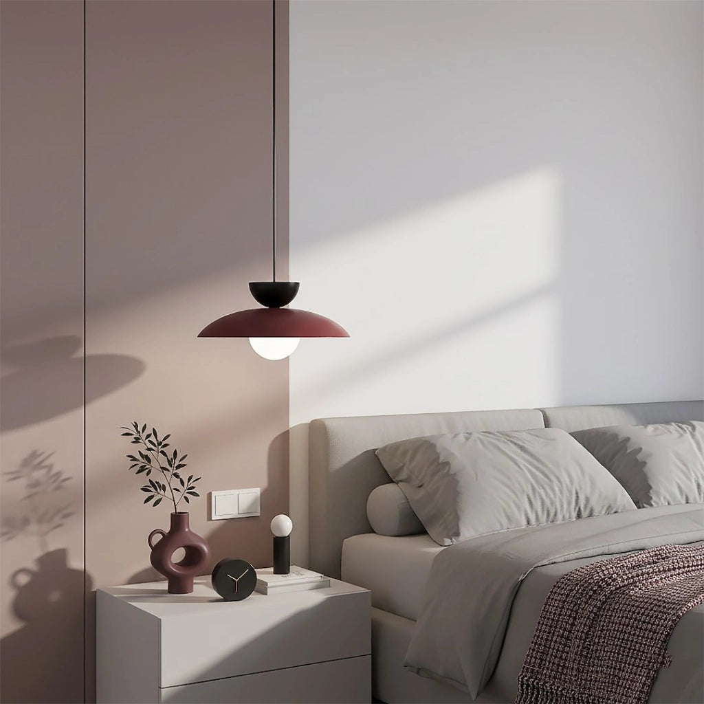 Lampada a sospensione Mulan 1xG9 bordeaux nero bianco Emibig