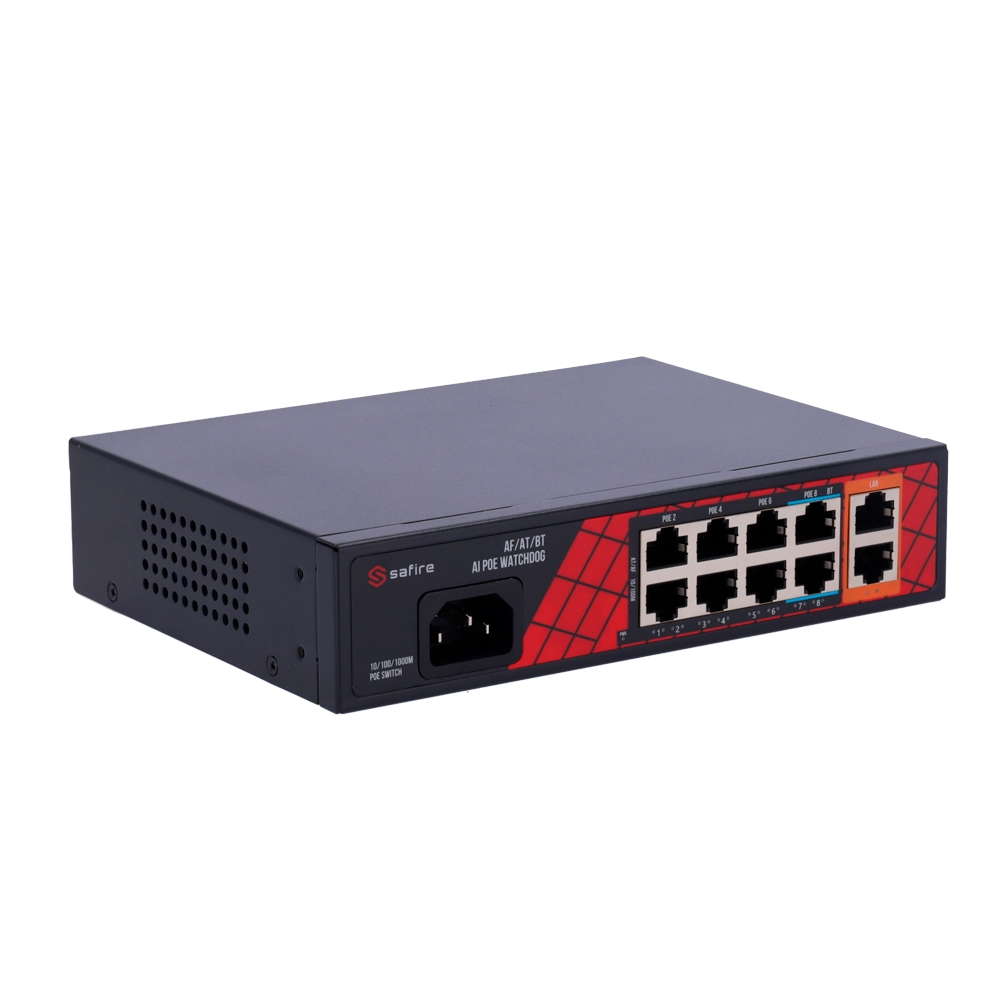 Safire Switch Hi-PoE 8 porte PoE + 2 Uplink RJ45 2x10/100/1000Mbps