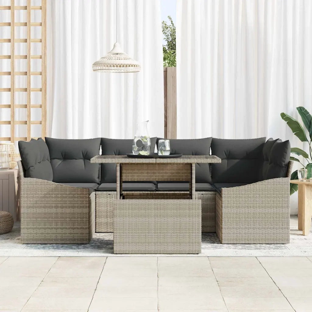 Set Divano da Giardino 7 pcs Grigio chiaro Poly Rattan 3357675