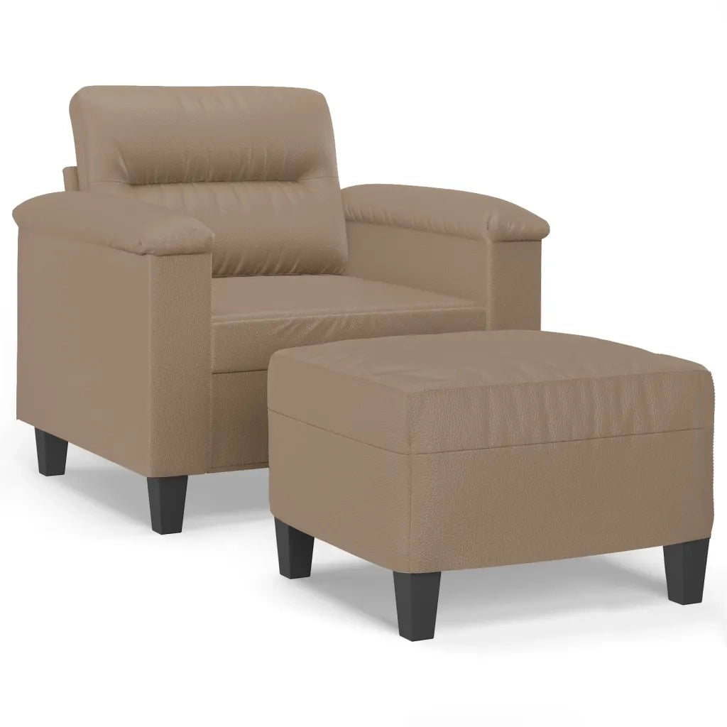 Poltrona con Poggiapiedi Cappuccino 60 cm in Similpelle