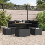 Set Divano da Giardino con cuscino 5 pcs Nero e Marrone