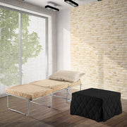 Pouf letto nero che diventa comodo materassino alto 10 per ospiti inattesi. Cubo letto, materassino con rete apribile con dimensione 76x210 x 10 di altezza