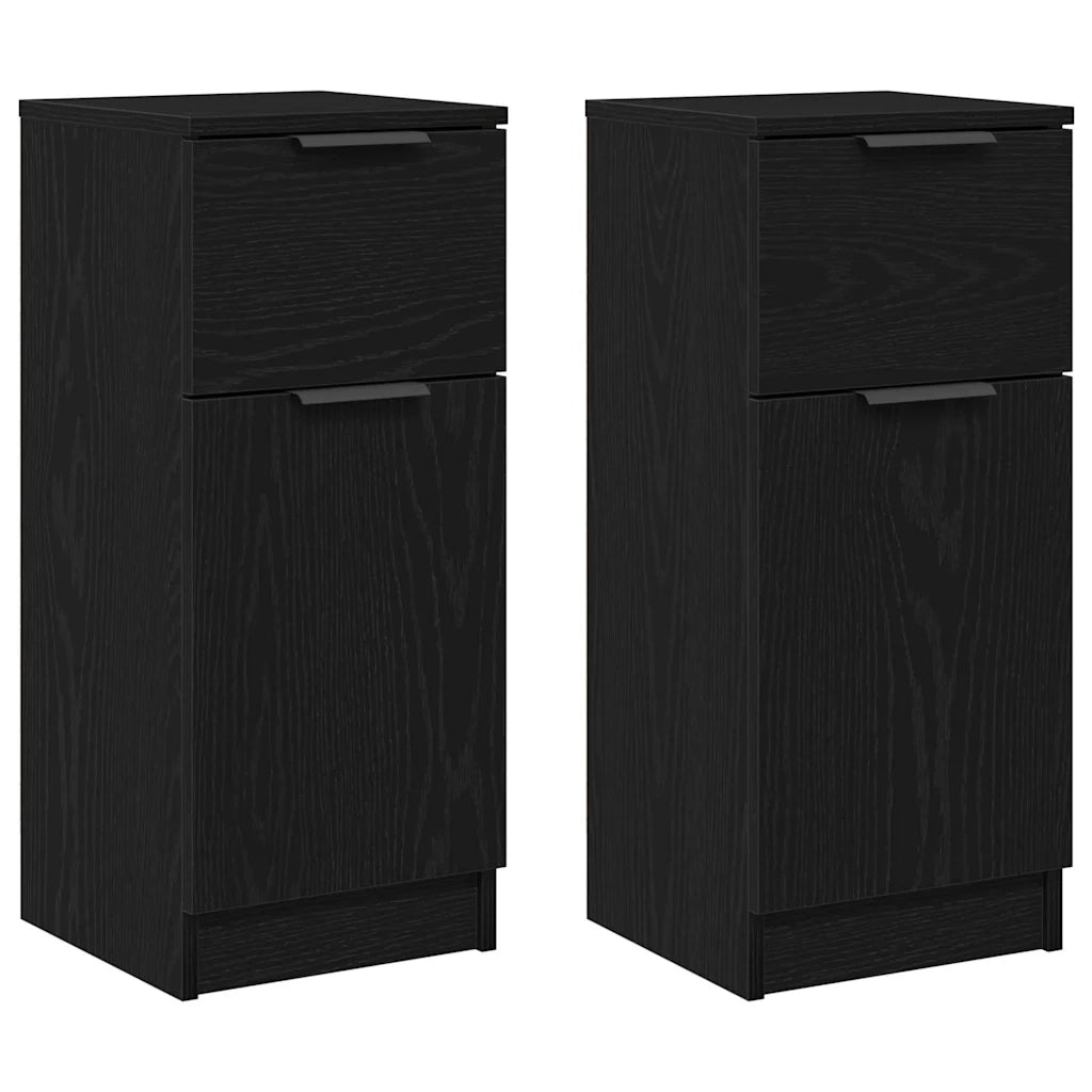Credenza 2 pcs Rovere Nero 30 x 30 x 70 cm Legno multistrato 862773