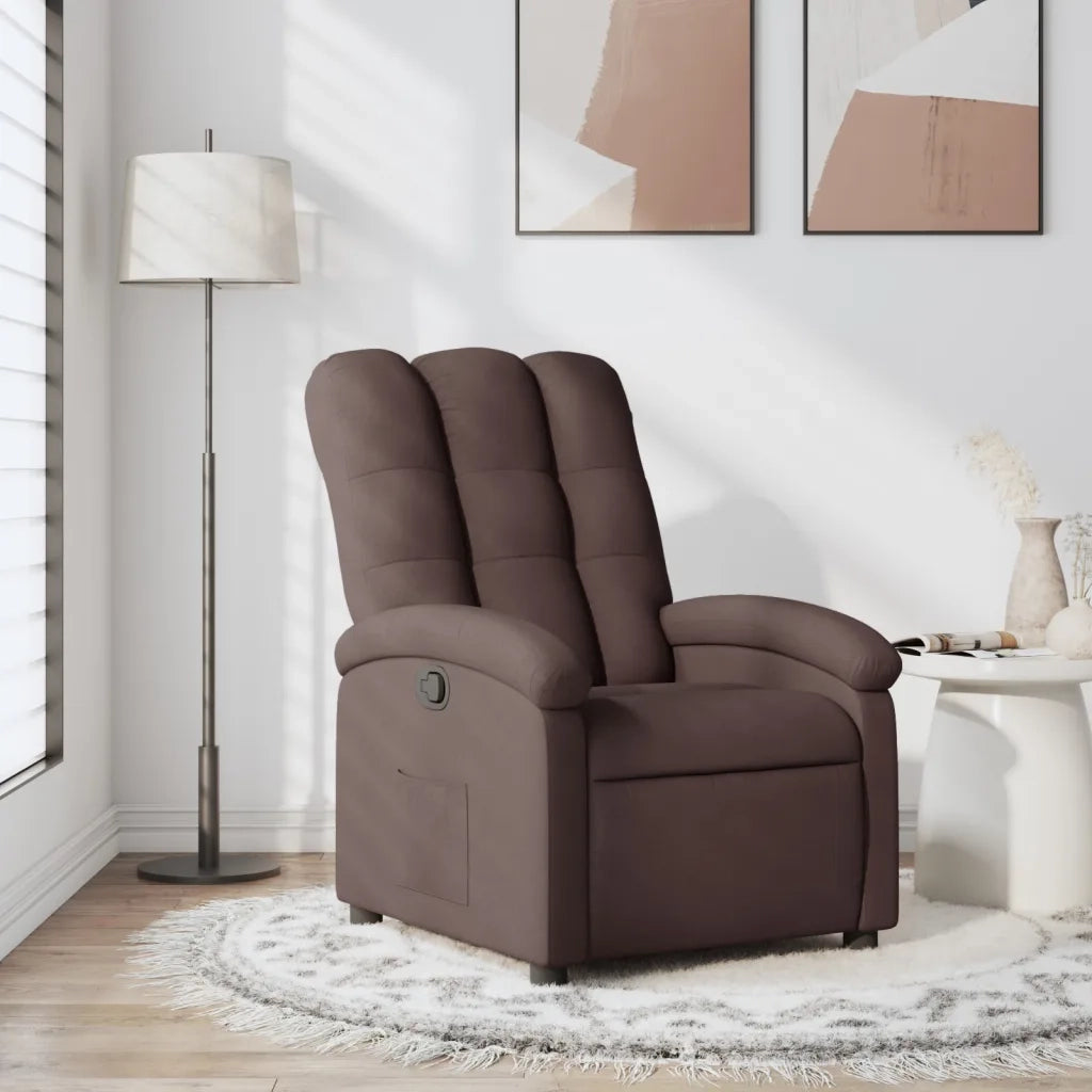 Poltrona | Sedia Relax Reclinabile Marrone Scuro in Tessuto