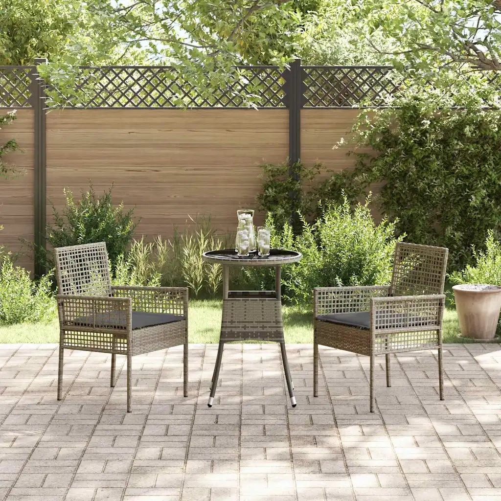 Set da Pranzo per Giardino 3 pz | Set Salotto da Giardino Grigio polyrattan