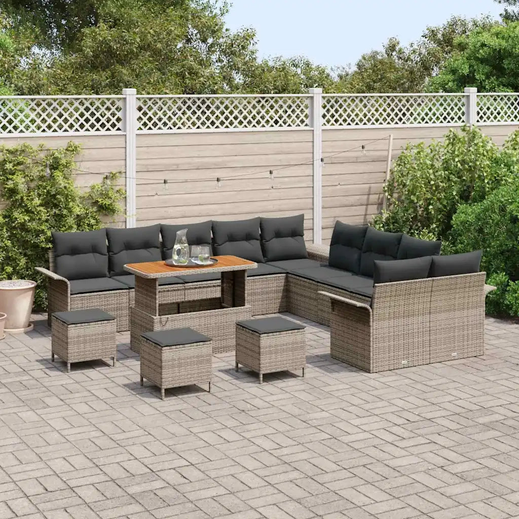 Set Divano da Giardino con cuscino 14 pcs Grigio polyrattan 3362203