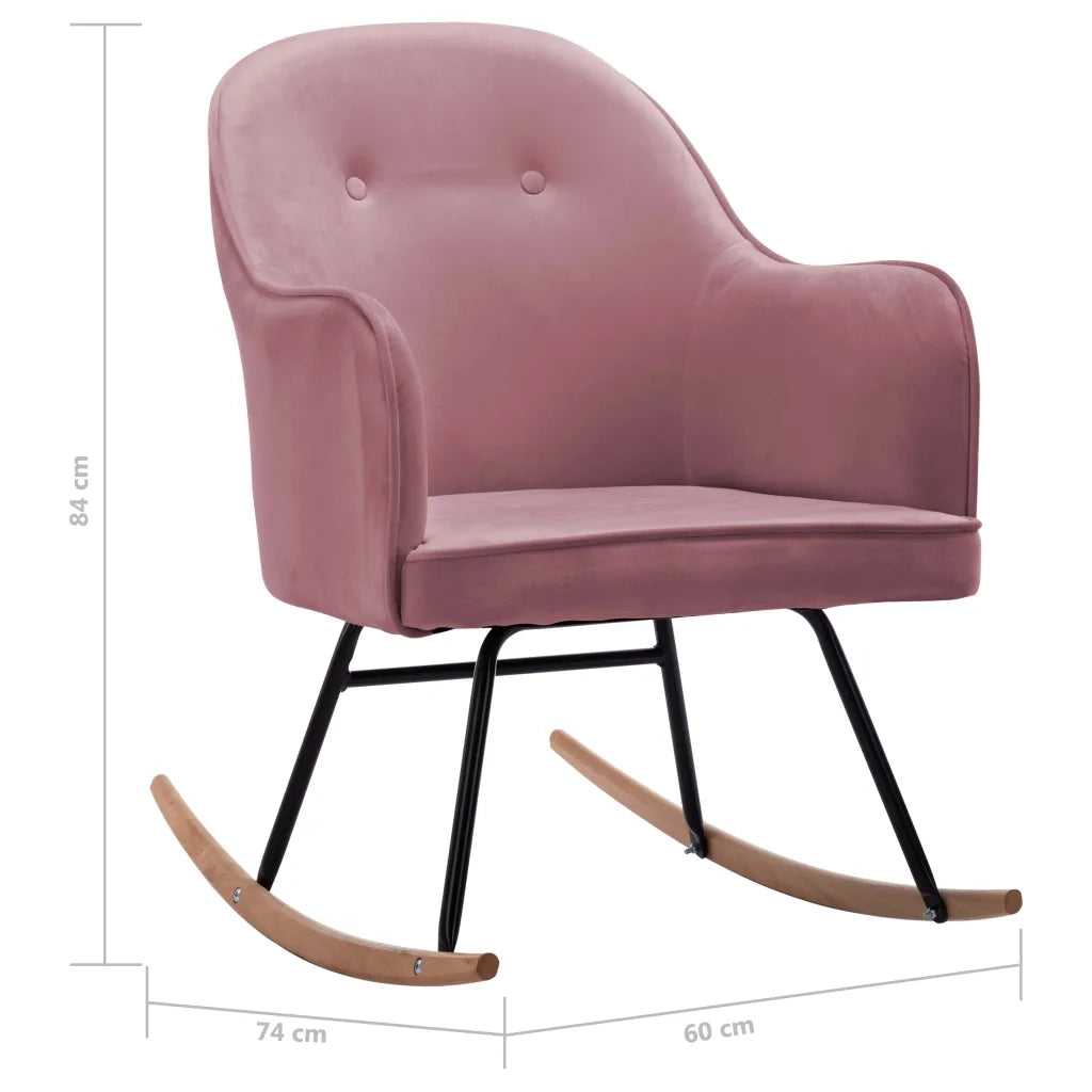 Sedia a Dondolo Rosa in Velluto 289522