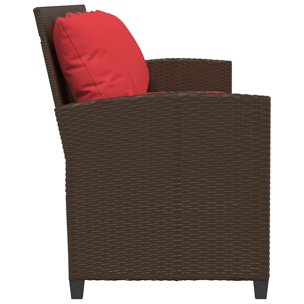 Divano da Giardino a 5 Posti con Cuscini in Polyrattan Marrone 4104119