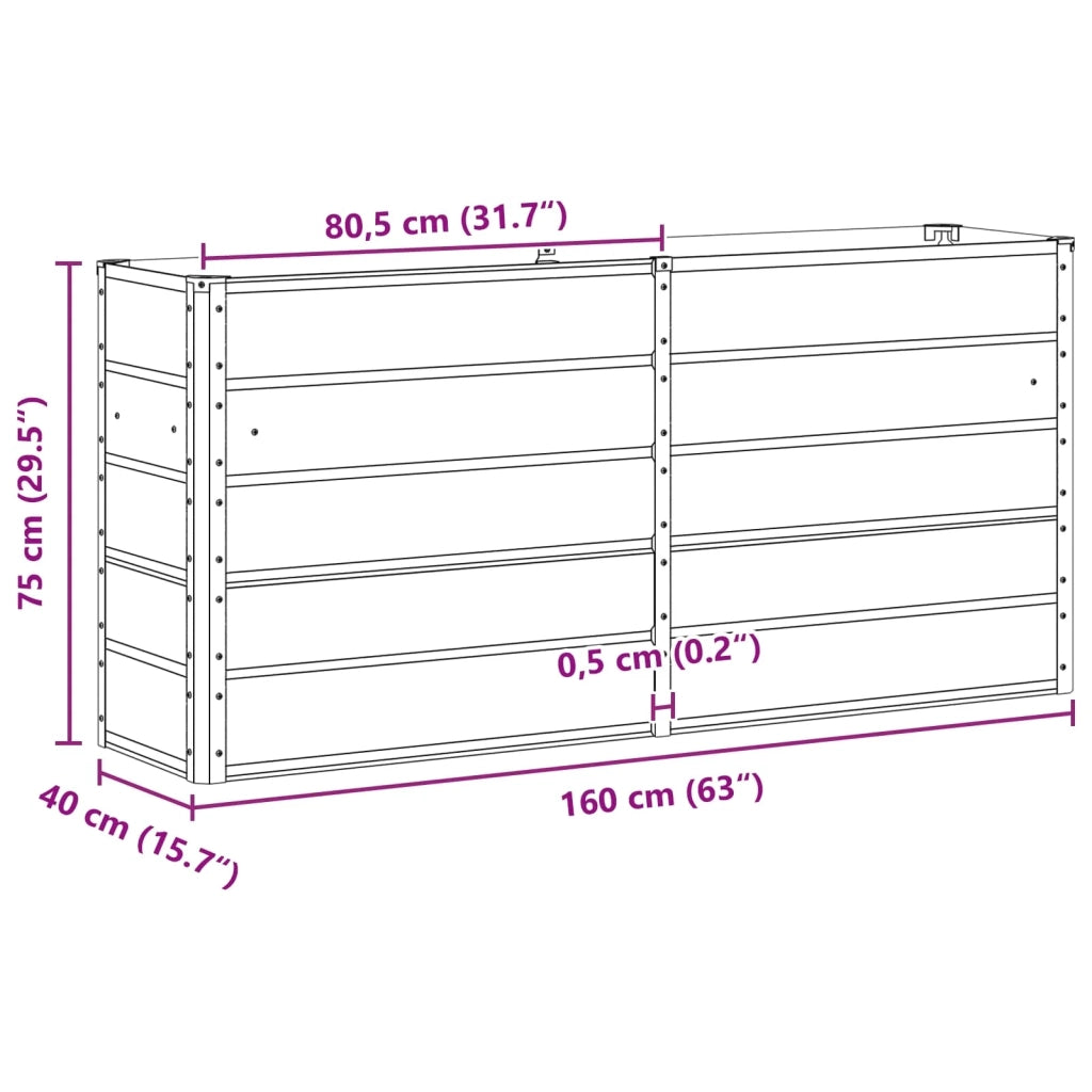 Fioriera moderna 160 x 40 x 75 cm design versatile uso interno/esterno acciaio verde 02_0059261