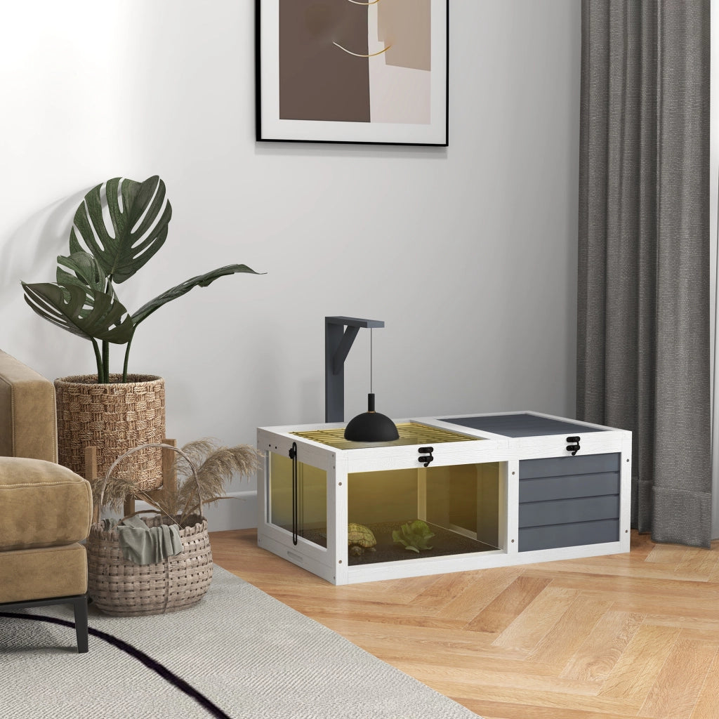 Casetta per Tartarughe con 2 Scomparti ¨C Minimal ¨C Grigio Legno
