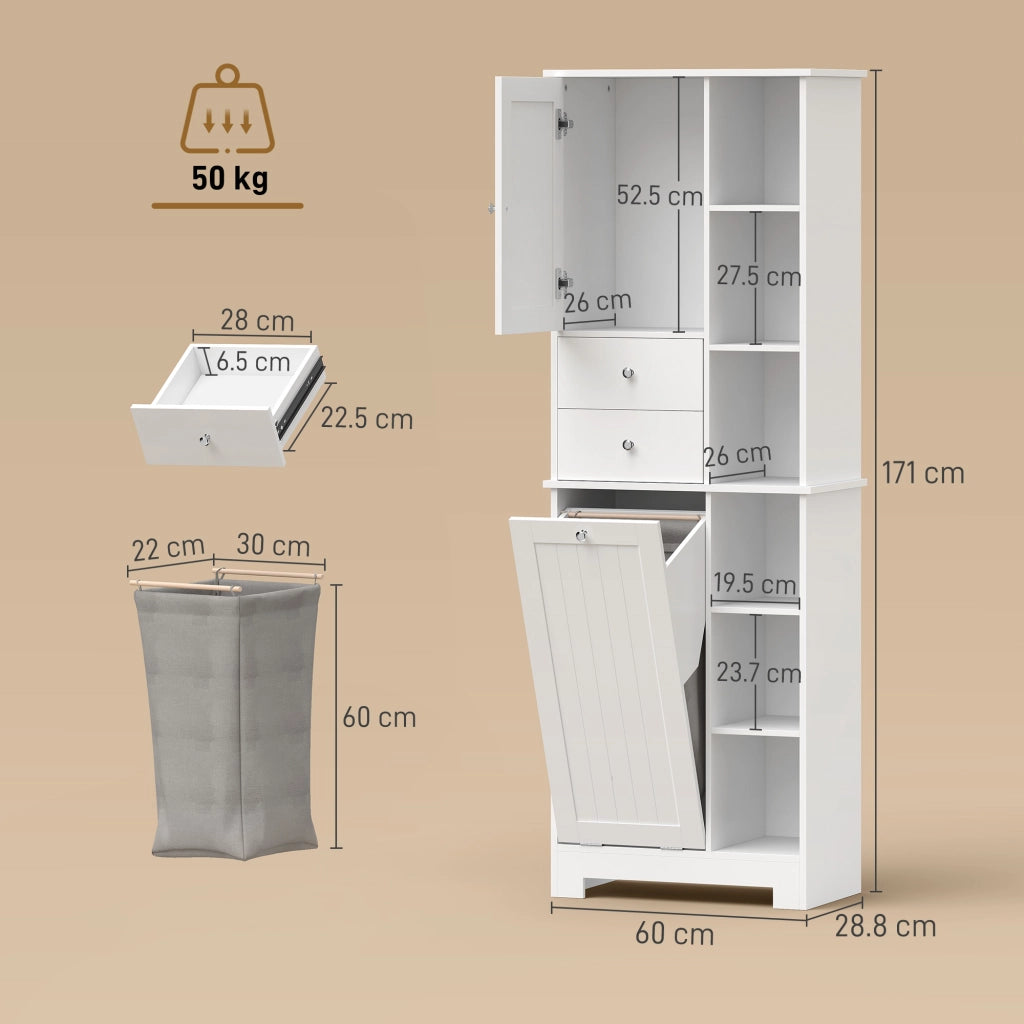 Armadietto da Bagno con Cesto e Cassetti ¨C Minimal ¨C Bianco