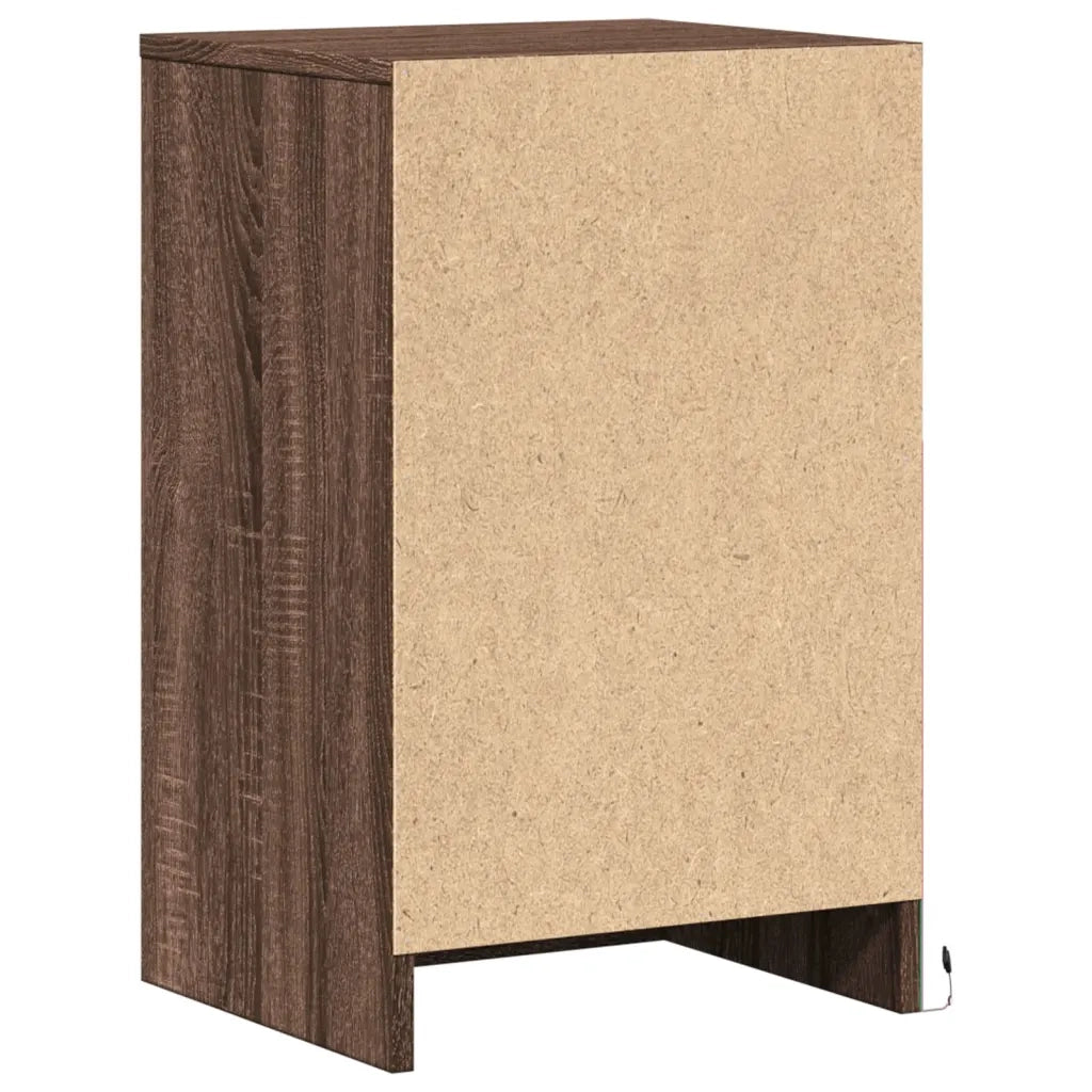 Comodino con Luci LED Rovere Marrone in Legno Multistrato 852018