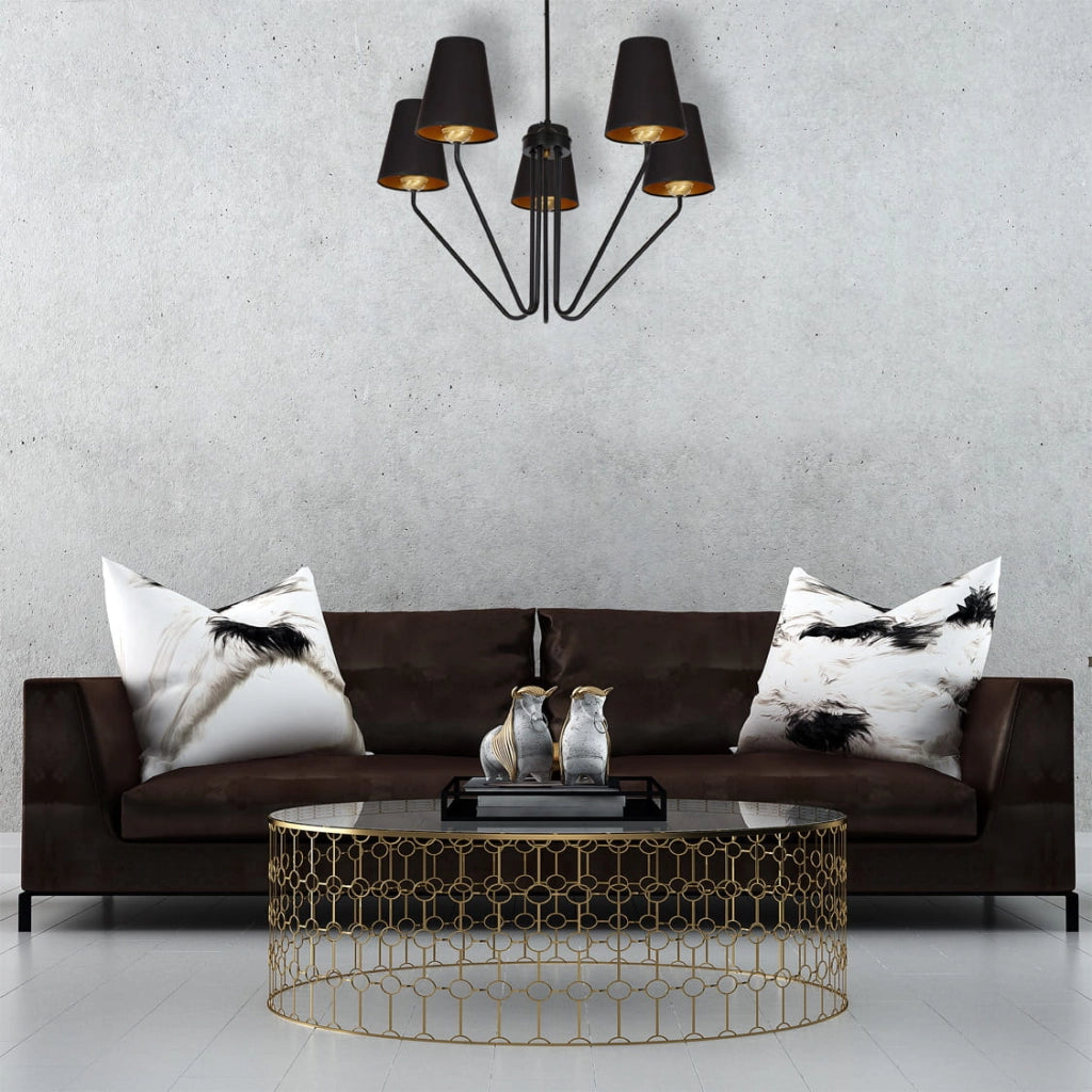 Lampadario 5 luci E27 Victoria nero/oro Milagro MLP4913