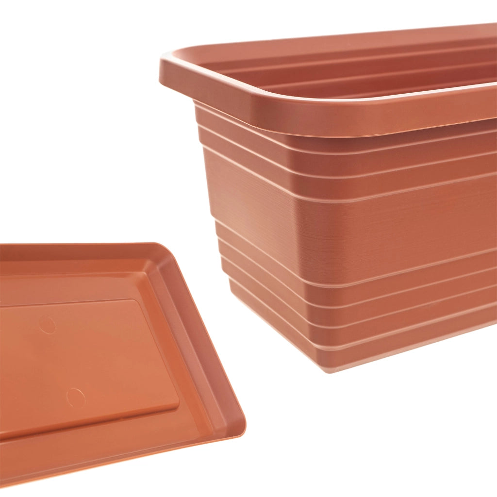 Vaso da fiori per balcone KADAX, 60 cm + sottovaso rosso mattone
