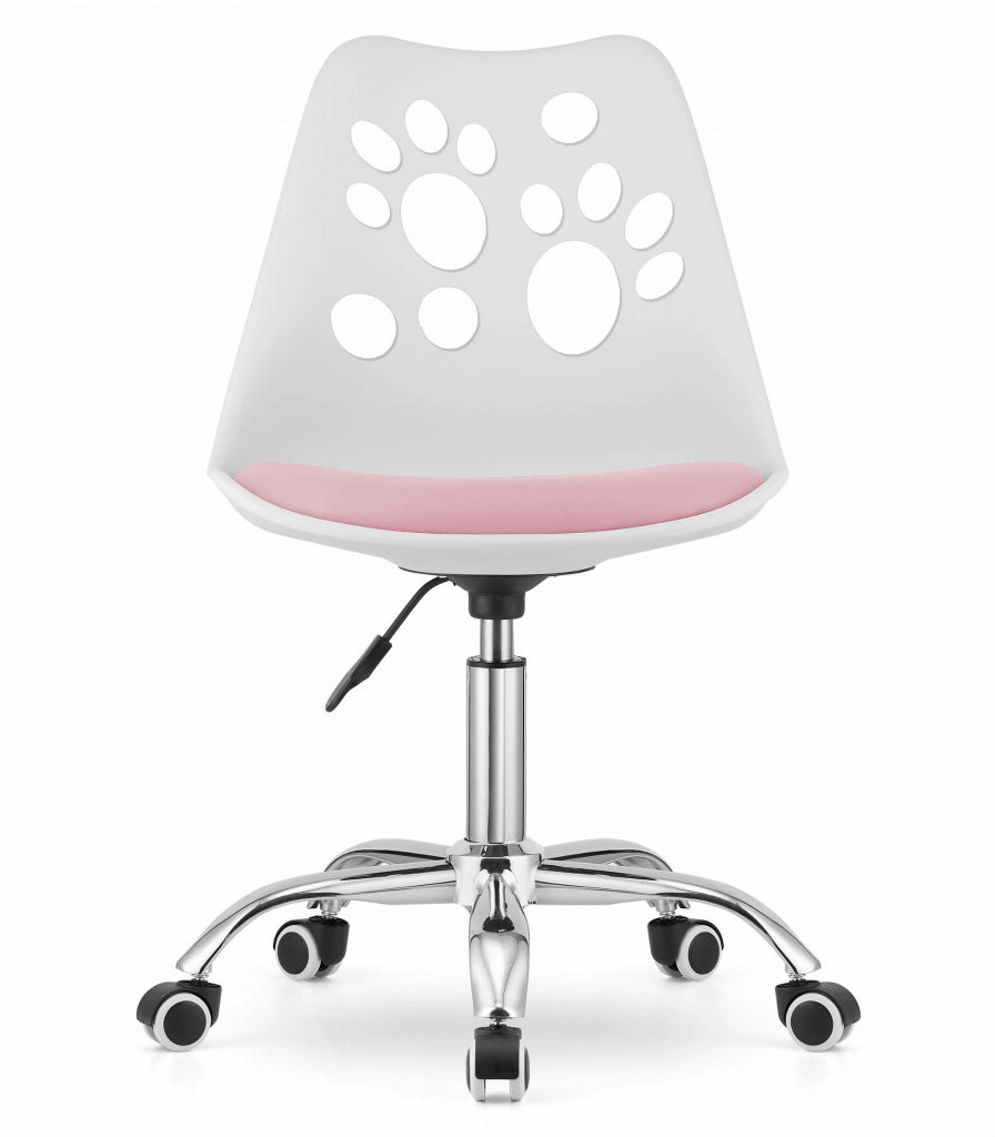 Sedia girevole ergonomica Valora PRINT bianca e rosa per la casa
