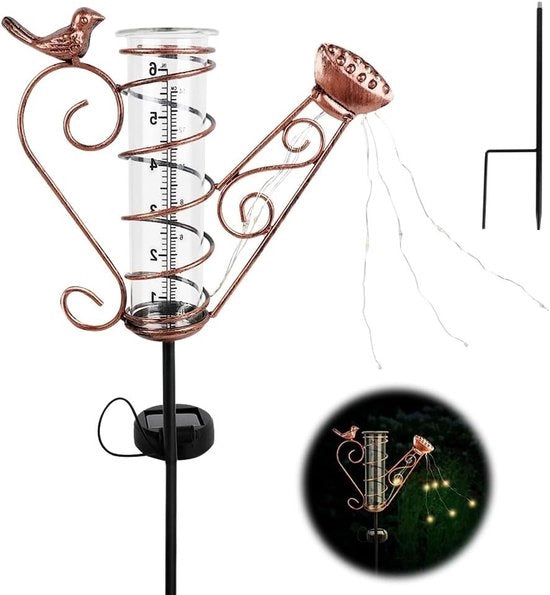 Misuratore di pioggia in vetro - misuratore di acqua di pioggia per giardino - strumento decorativo per misurare la pioggia per cortile, terrazza, prato e paesaggio
