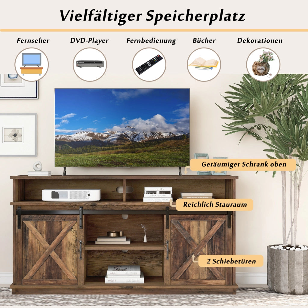 Credenza TV marrone in truciolare lunghezza 148 cm