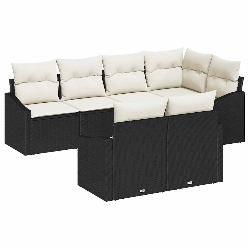 Set di divani con cuscino 7 pcs Nero polyrattan 3346757