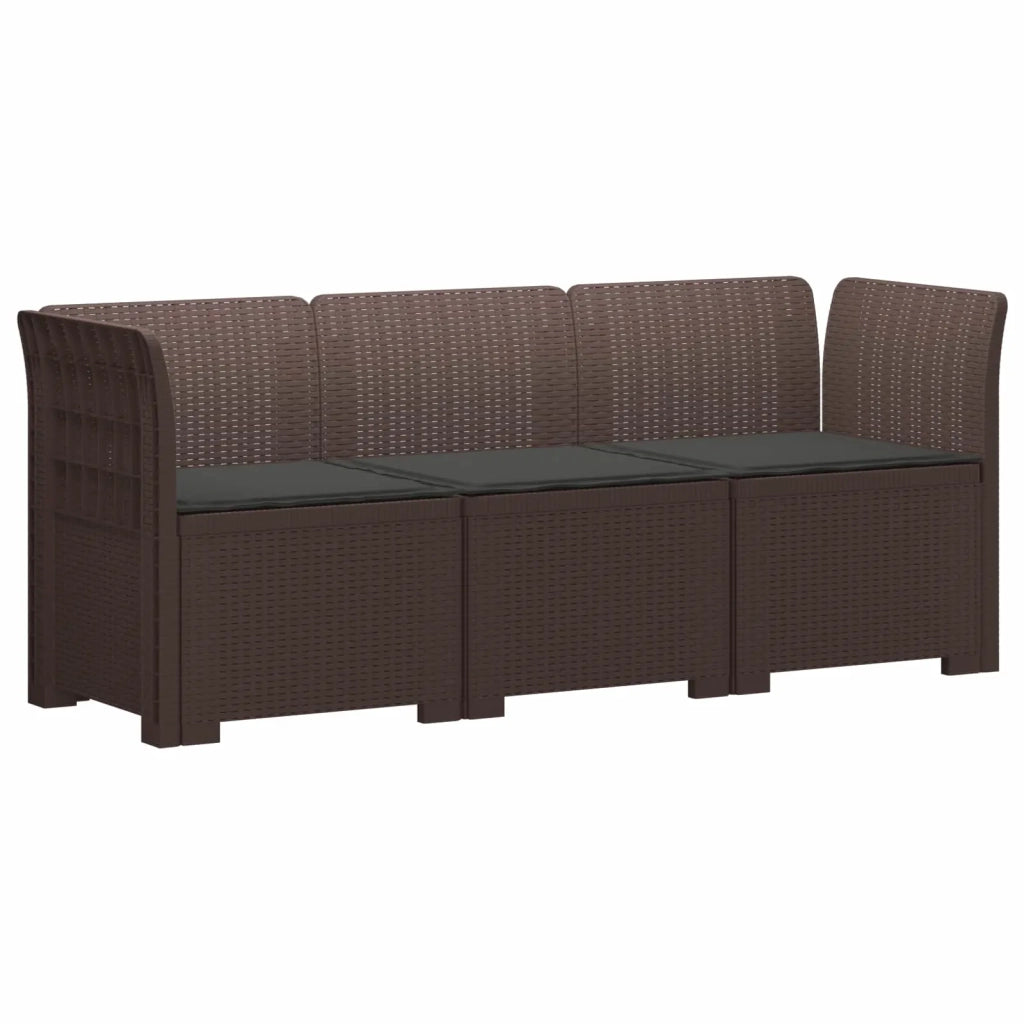Divano da esterno-Divano da Giardino 3 posti con cuscini in look rattan PP 298682