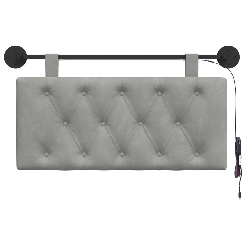 Testiera sospesa Con luce LED Grigio Chiaro Velluto 3424525